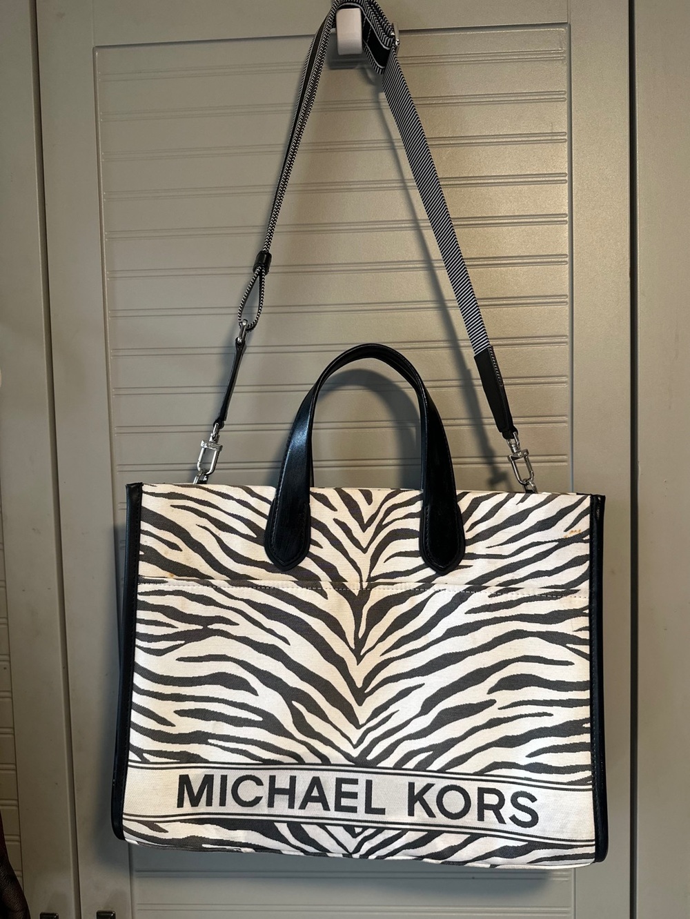 Michael Kors Gigi Large Grab Zebra Crossbody Tote, EUC MSRP: $298.00
